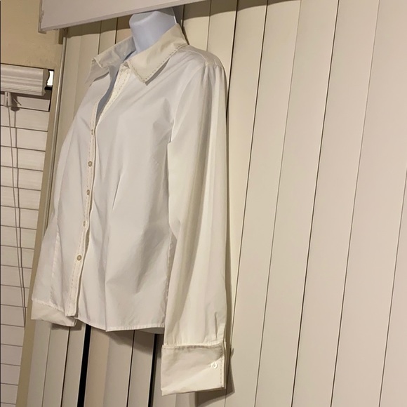 i.e. White Button-Up Blouse w/Cuff Sleeves  -14 - Picture 3 of 14